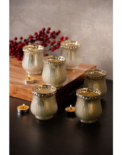 Matki Glass Pearl Votives Hamper (Set of 06)