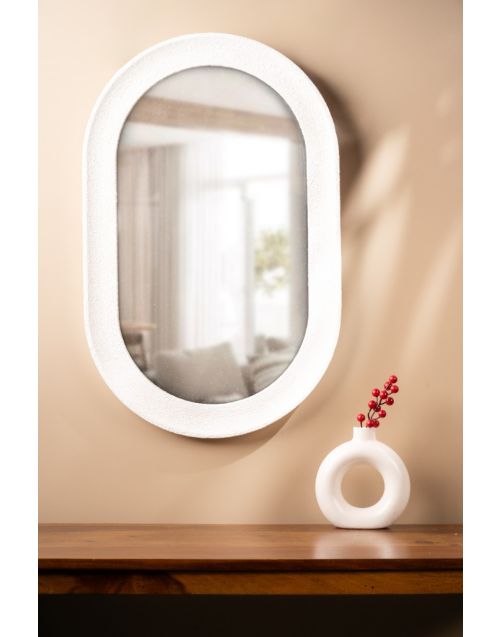 Oval Pearl Rustic Mirror