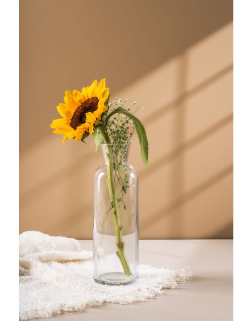 Sunflower Clear Glass Vase 