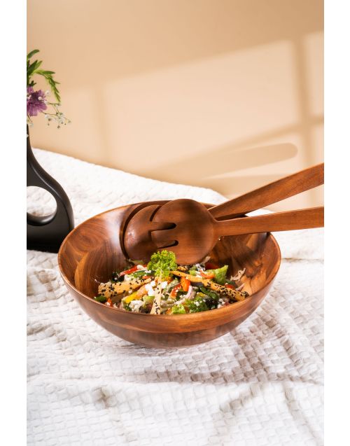 Salad Bowl with Fork & Spoon 