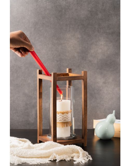 Earthy Ambience Wooden Lantern