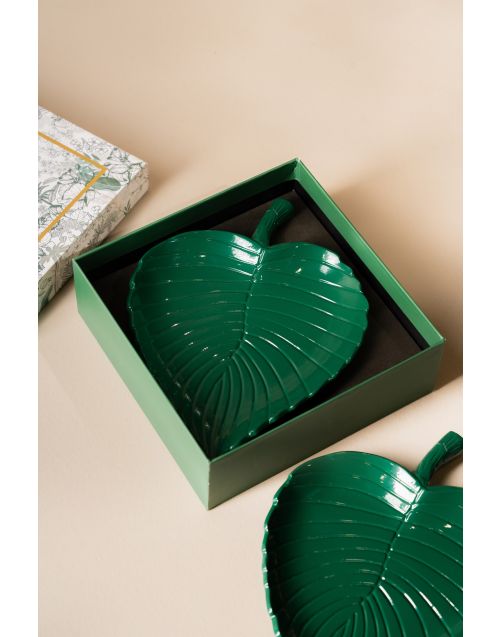 Leafy Luxe Centre Table Platter (Set of 02) - Green