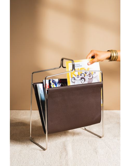 Mettalic Muse Faux Leather Magazine Holder 