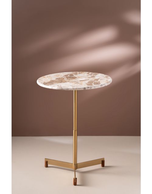 AccentEdge Side Table - Natural Stone Top