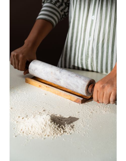 Mango Wood and Marble Rolling Pin