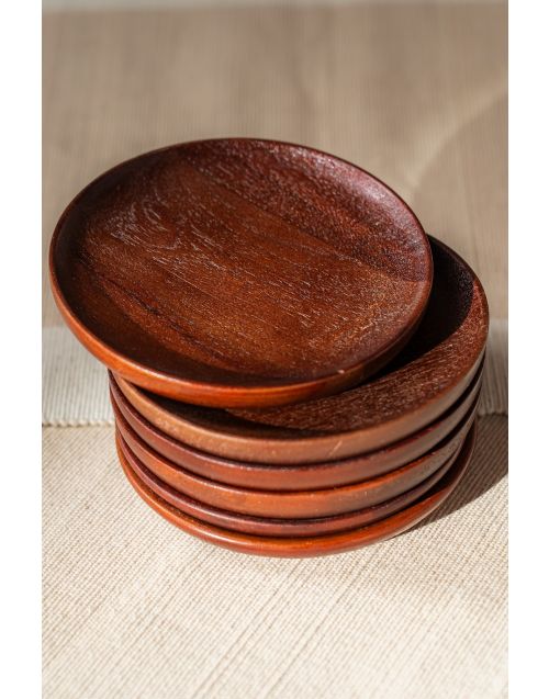 Wooden Coasters (Set of 06) - Walnut Finish
