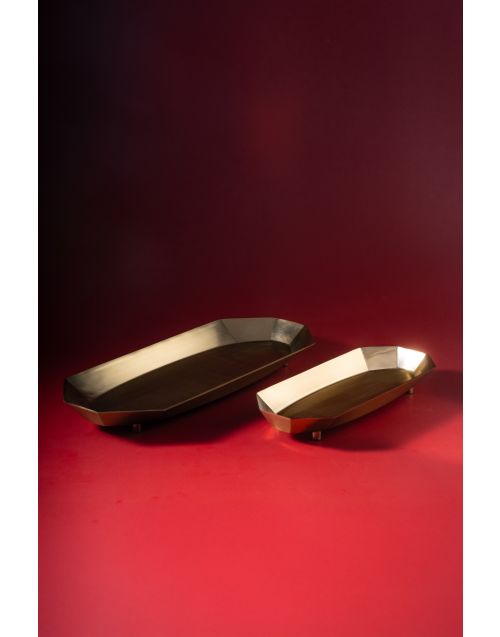 Hexa Glow Golden Long Platter - Small and Large (Set of 02)