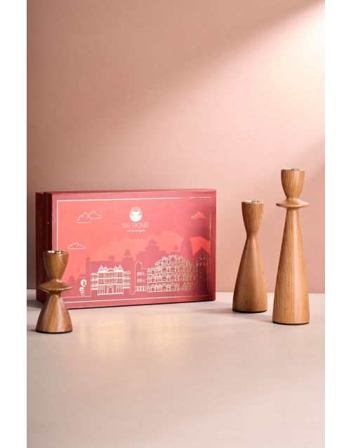 Indi Forest Fusion Candle Holder Set with wax Candles (Set of 3)