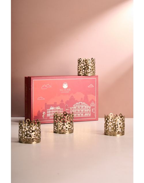 Indi Golden Tree Metal Votives (Set of 4) 