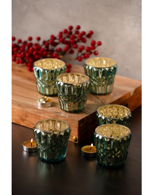 Spiked Glass Aqua Votives Hamper