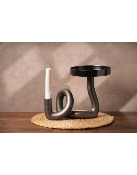 Abstract Candle Holder with Server (Grey)