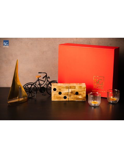 Gift Box - Love  (Game Box, Sail Boat, Bicycle Accent & Set of Fluted Votives) 
