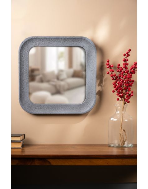 Square Grey Rustic Mirror