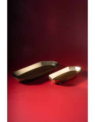 Hexa Glow Golden Long Platter - Small and Large (Set of 02)