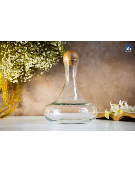 Glass Decanter with Wooden Stopper 