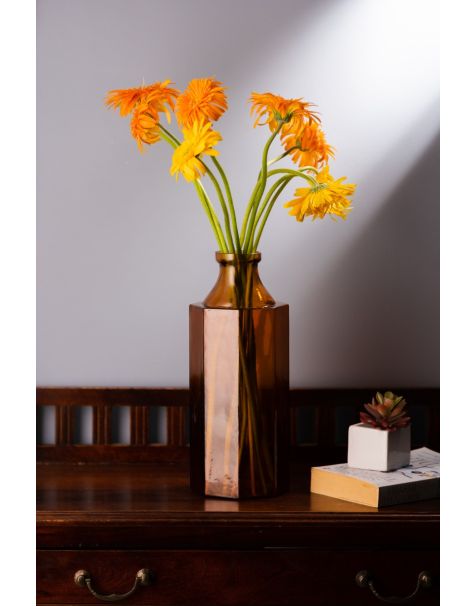 Indo Amber Glass Vase 