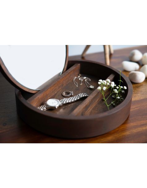 Buy Round Wooden Jewellery Box Online from SG Home